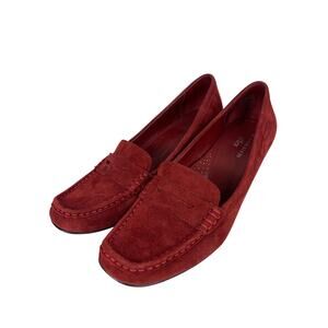 AK Anne Klein Iflex Womens Red Suede Loafers heels Size 9.5M